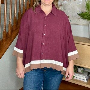 Brand new Women's Burgundy Button-Up Top
